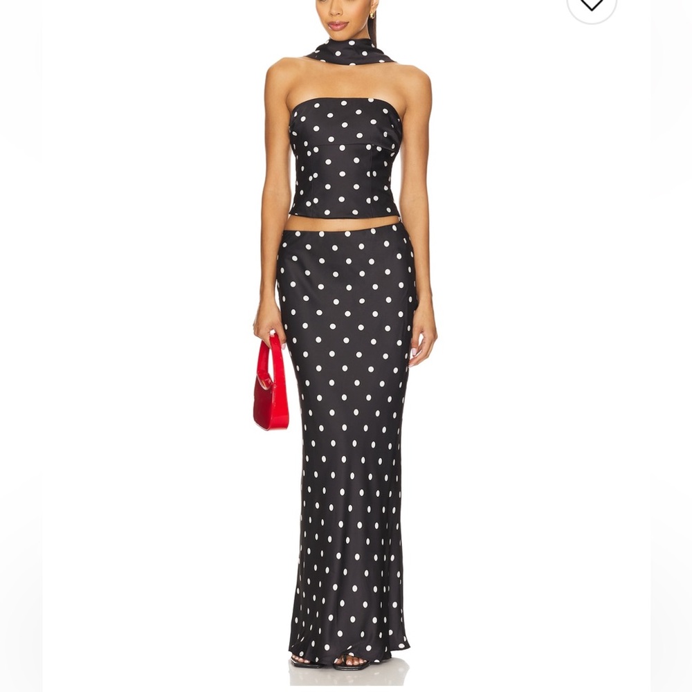 Runaway the label black polka dot top and skirt set / dress